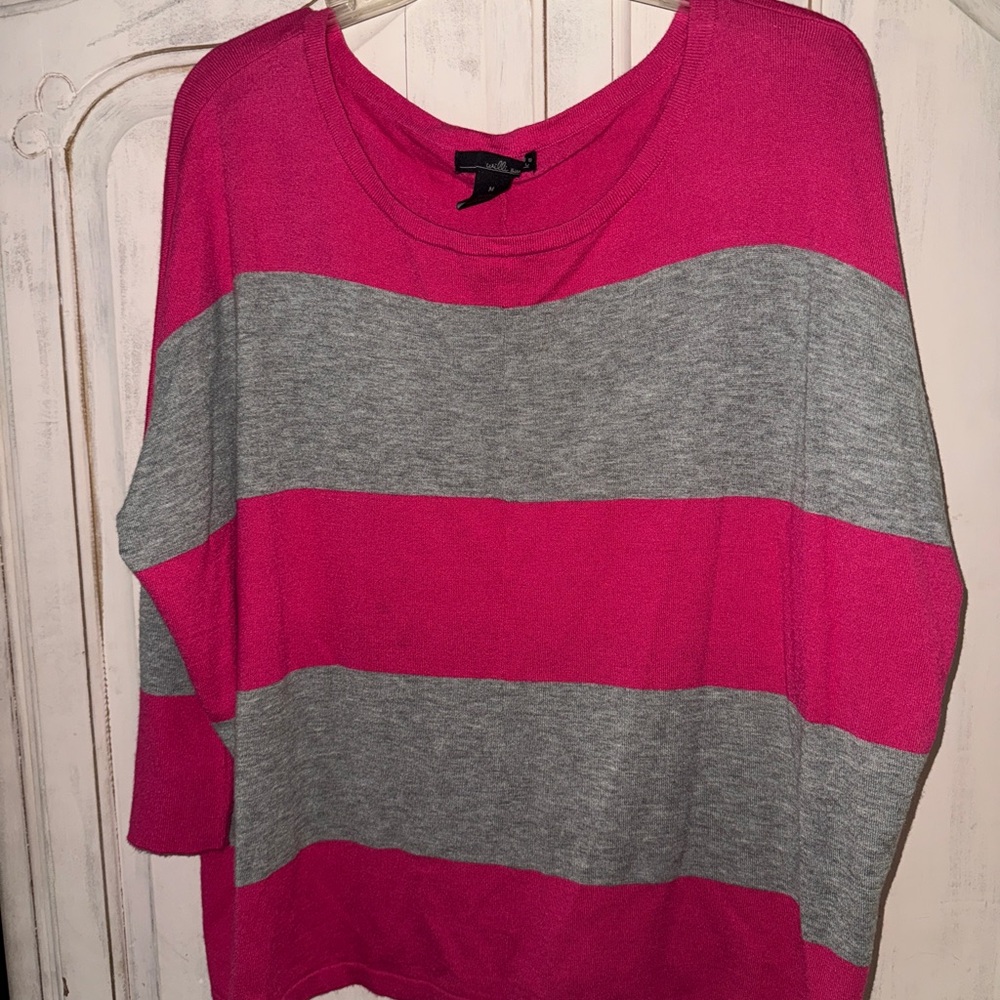 Willi Smith Pink and Gray Striped Top